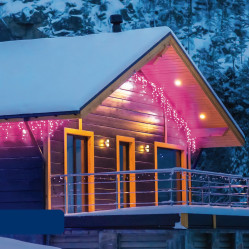 Эл.гирл. Uniel Бахрома 12м. 195светодиод эффект мерцания, соединяемая, розовый IP44 UL-00010881