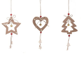 248044 Новогоднее украшение "Звезда", "Сердце", "Ёлка", 13 см, 3 в. (Рем.)