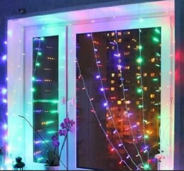 Эл.гирл. Штора, 1,2м. х 1,5м., режим мигания, 200 Цветных диодов TLN411Multi