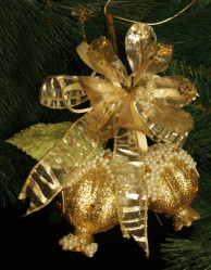 Фрукты на ветке с декором, золото, стразы TLN1161