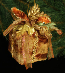 Коробок с декором, медный бархат TLN1173