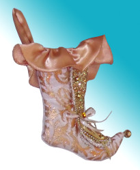 Сапожок для подарков Кремовый с золотом 16х16 TLN1144