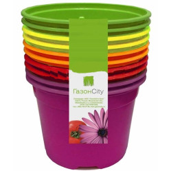 Горшок кругл. Дуо 0,48л. (10,5х8) разноцвет. Фр. (уп.10шт.) (Г.сити)