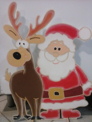 Фигура дерев. Санта с оленем 62см. P509027