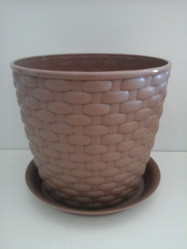 Кашпо РОТАНГ D135 мм 1л с поддоном Бежевый ротанг М3080 (М-пласт.)