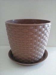 Кашпо РОТАНГ D155 мм 2л с поддоном Бежевый ротанг М3081 (М-пласт.)