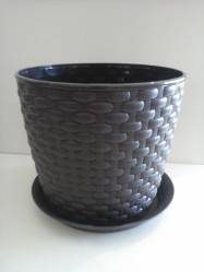 Кашпо РОТАНГ D155 мм 2л с поддоном Коричневый ротанг М3081 (М-пласт.)