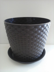 Кашпо РОТАНГ D180 мм 3л с поддоном Коричневый ротанг М3082 (М-пласт.)