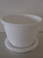 Кашпо Радуга 1 с поддоном белое 0,9л. (ссп)