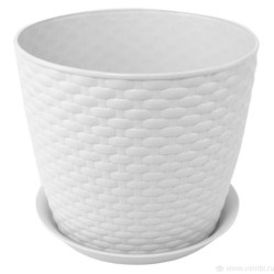 Кашпо РОТАНГ D210 мм 4,7л с поддоном Белый ротанг М3083 (М-пласт.)