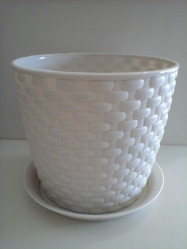 Кашпо РОТАНГ D155 мм 2л с поддоном Белый ротанг М3081 (М-пласт.)