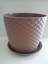 Кашпо РОТАНГ D180 мм 3л с поддоном Бежевый ротанг М3082 (М-пласт.)