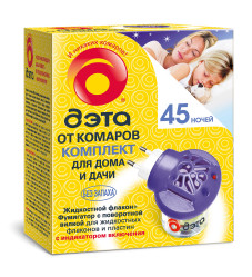 ДЭТА INSECTO комплект: жидкость от лет.насекомых 45 ночей + электрофумигатор