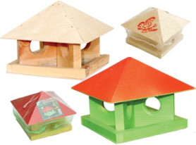 Кормушка для птиц дерев. цветная "Шатер" (Компл.-Агро)