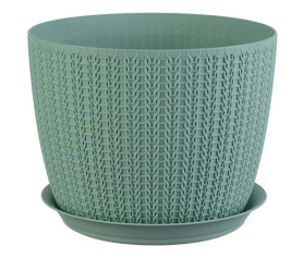 Кашпо Вязание D180мм с подставкой Фисташковый М3121 (М-пласт.)