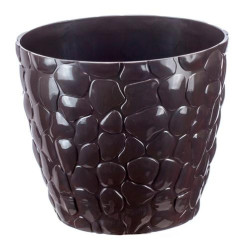 Кашпо КАМНИ с поддоном D220мм 4,8л. коричневый ротанг М3174 (М-пласт.)