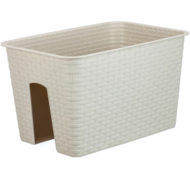 Кашпо РОТАНГ на перила 39,5х27х23см 12л. Белый ротанг М3227 (М-пласт.)