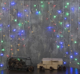 Эл.гирл. Бахрома-арка (1м.х1м.) 3W LED-126-220V, нить прозрачн, свечение Мульти 1080429 (СЛ)