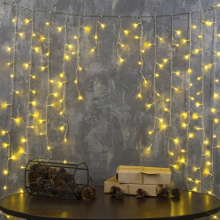 Эл.гирл. Бахрома-арка (1м.х1м.) 3W LED-126-220V, нить прозрачн, свечение Белое 1080430 (СЛ)