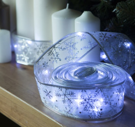 Эл.гирл. Нить-Снежинки Серебро (10м.) LEDроса-100-USB, нить белая, свечение Белое 3612320 (СЛ)