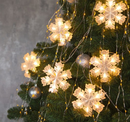 Эл.гирл. Нить-Снежинки матовые (2м.) LED-36-220V, нить прозр, свеч Тёплое Белое 3612456 (СЛ)