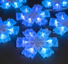 Эл.гирл. Нить-Снежинки матовые (2м.) LED-36-220V, нить прозр, свеч Синее 3612457 (СЛ)