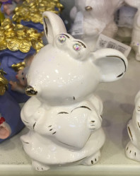 Копилка Крыса девочка мини, глянец белый 4274169 (Сима Ленд)