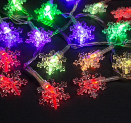 Эл.гирл. Нить-Снежинки малые (5м.) LED-20-220V, нить прозр, свечение Мульти 541525 (СЛ)