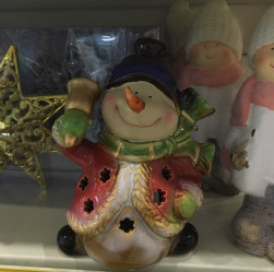 Подсвечник Снеговик 21см полистоун ВК-783