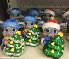 Фигура Мышка с ёлочкой в красном Ф133к