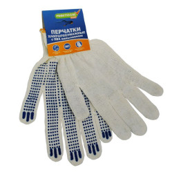Перчатки Praktische Home, х/б, 3 нити, 10класс с ПВХ, Точка белые
