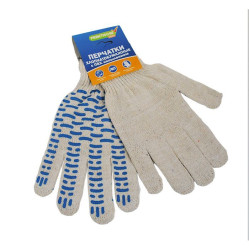 Перчатки Praktische Home, х/б, 4 нити, 10класс с ПВХ, Волна белые