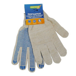 Перчатки Praktische Home, х/б, 4 нити, 10класс с ПВХ, Точка белые