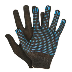 Перчатки Praktische Home, х/б, 4 нити, 10класс с ПВХ, Точка черные