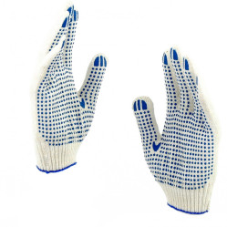 Перчатки Praktische Home, х/б, 5 нитей, 10класс с ПВХ, Точка белые