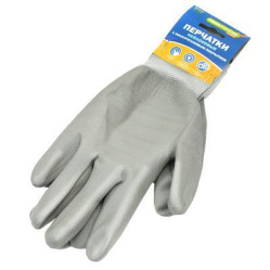Перчатки Praktische Home, нейлон полиуретан облив серые G-109