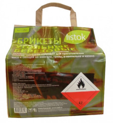 Брикеты угольные LISTOK березовые 6шт 1,6кг