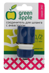 Коннектор Green Apple Eco 12мм, 1/2', с Аквастопом, пластик GAES20-05