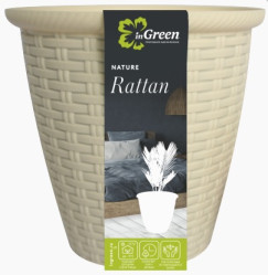 Кашпо Rattan D210мм/ 4,5л с внутр.горшком 2,25л сливочный (ПР)
