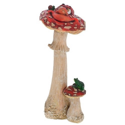 Фигура Гриб мухомор большой с лягушкой мульт L18 W19 H42 см 123280b/F252-2