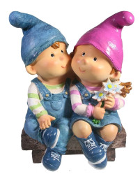 Фигура Пара гномов на лавочке L14 W20 H26 см 713633/F716