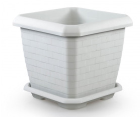 Кашпо Измир квадрат с поддоном 74,3л. Белый (Serinova)