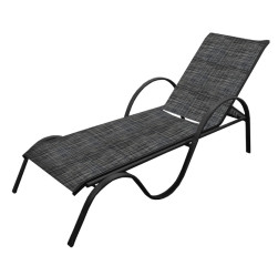 Лежак Неаполь (текстилен, каркас черн., ткань темно-серая) арт.NE001-MT002