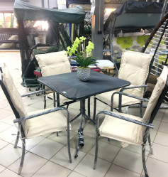 Набор мебели НИЦЦА (4 стула+стол, каркас антр.., подушки беж.) арт.C935/94