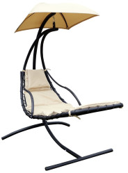 Подвесное кресло ЛАУРА (стойка коричн., каркас черн., ткань беж.) арт.ZRB05