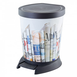 Ведро для мусора 10л.с педалью декор Газеты 124067 (Алеана)