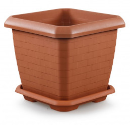 Кашпо Измир квадрат с поддоном 44л. Терракотовый HK04 (Serinova)