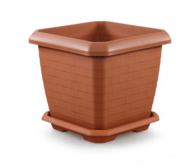 Кашпо Измир квадрат с поддоном 74,3л. Терракотовый HK05 (Serinova)