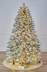 Ель Версальская заснеженная с лампочками 2,1м. Max Christmas