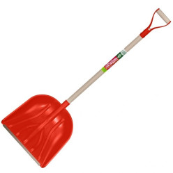 Лопата снеговая БЦМ 420х410х1335мм, красная с черенком 1726-Ч